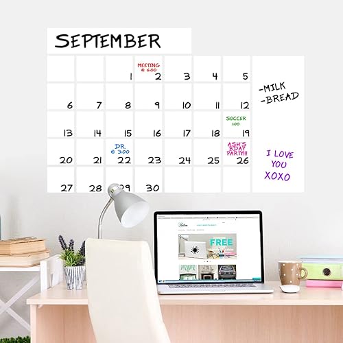 Miniatura 4 de Sweetums Signatures Dry Erase Calendar Wide Wall Decal 36" Wide x 23" Tall