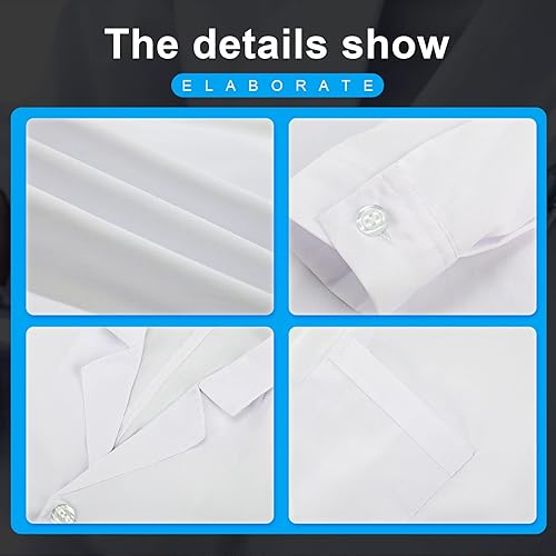 Miniatura 5 de SATINIOR Disfraz de científico loco de 6 piezas para adulto, abrigo de laboratorio marrón, disfraz de Back to the Future Man peluca, gafas de