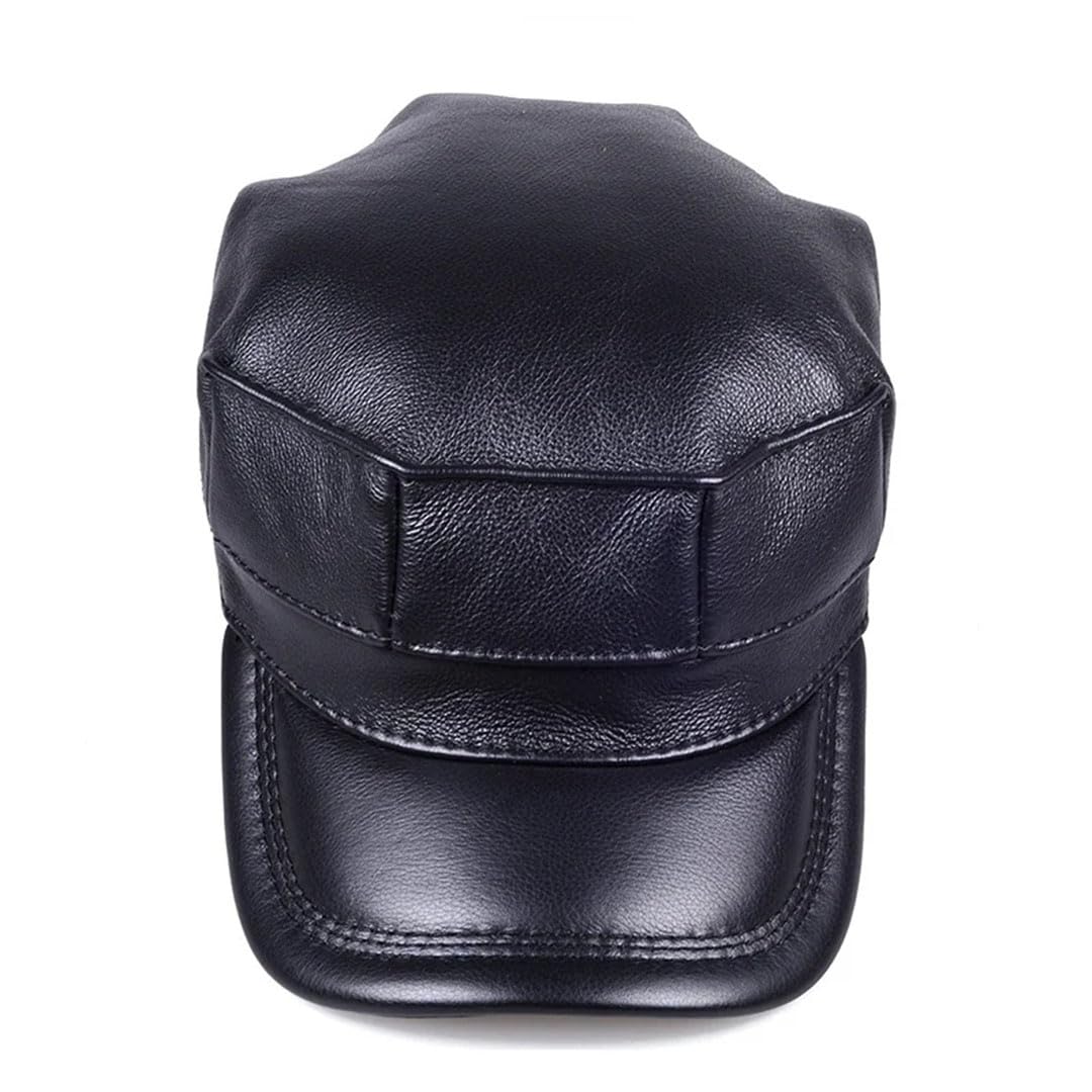 Gorro octogonal de primera capa de invierno para hombre, de piel de vacuno, cálido, protección auditiva, gorra militar con lengua de pato