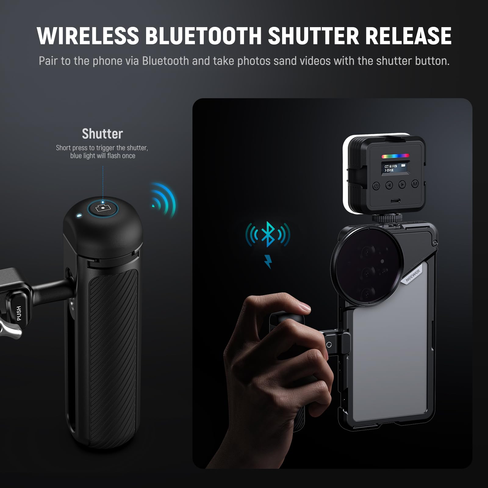NEEWER Support de Téléphone Portable PA082 S25 Ultra avec 2 poignées, Adaptateur de Filtre 67mm,Plaque arrière d'objectif 17mm, Adaptateur de Monture en T, Compatible avec Samsung Galaxy S25 Ultra
