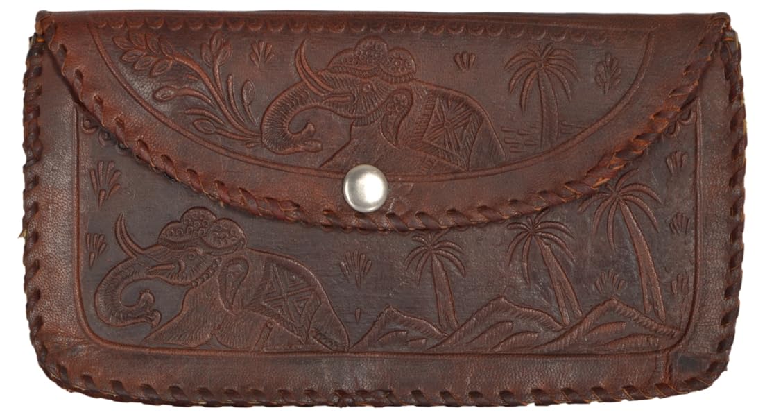 Vintage Elephant Emboss Genuine Leather Ladies Clutch/Wallet Inside Slim Zipper Purse/Cash Coin Holder Organizer for Women Vintage Brown.-image-26