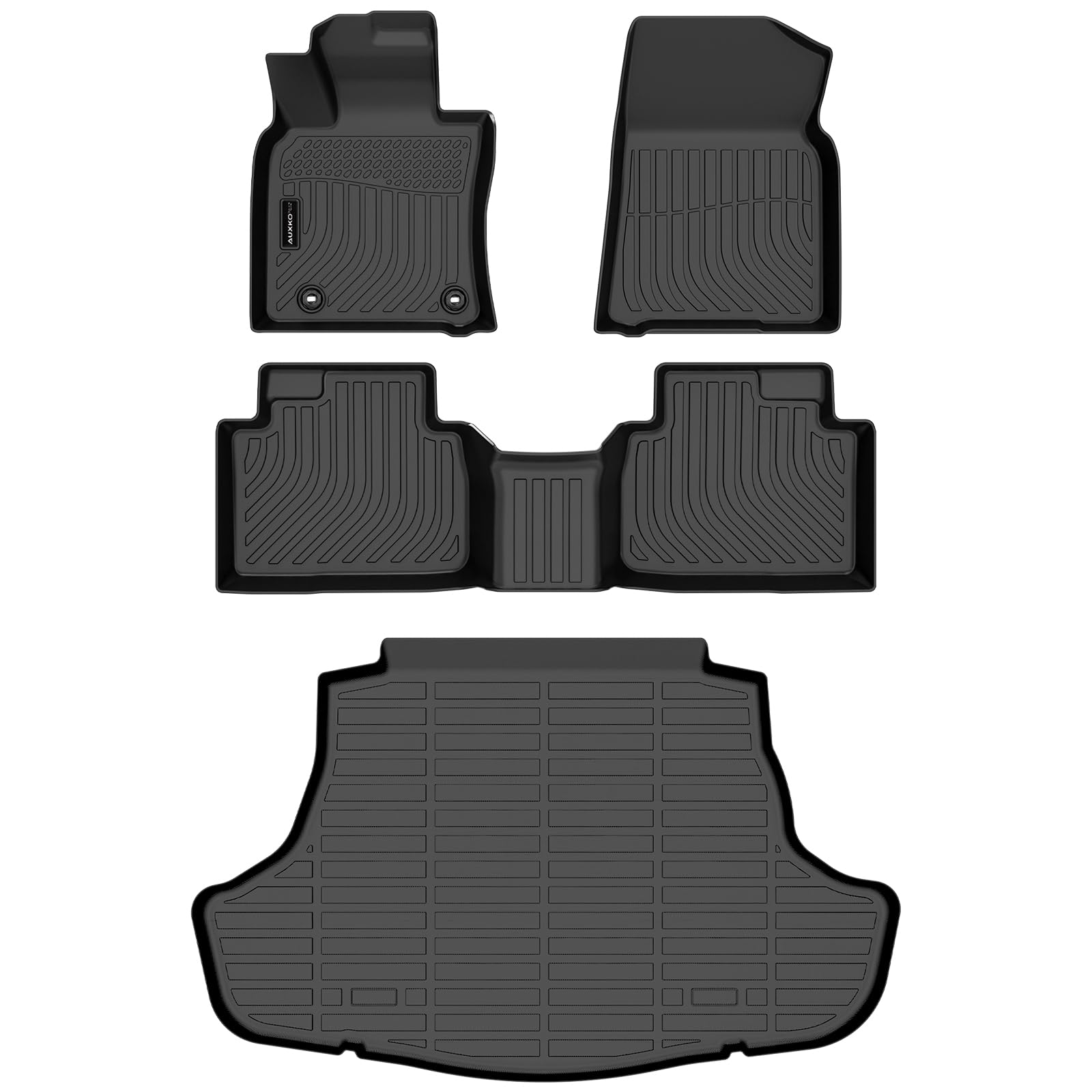 Auxko All Weather Floor Mats Cargo Mat Fit for Toyota Camry Hybrid 2024 2023 2022 2021 2020 2019 2018 TPE Floor Liner Trunk Mat Camry Accessories All Season Odorless Anti-Slip Black