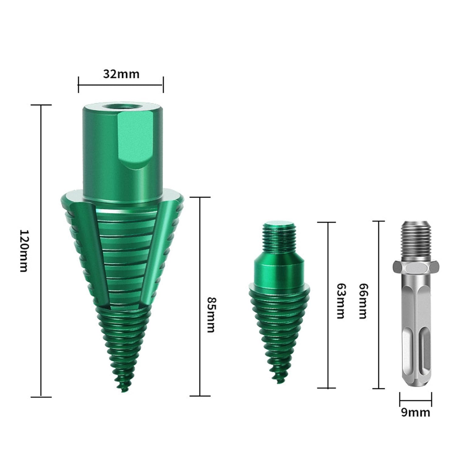 HUHAO Firewood Log Splitter Drill Bit Set with Detachable Design,Heavy Duty Wood Splitting Screw Cone - 2 Replaceable Drill bits,for Electric Drill, Kindling Splitter