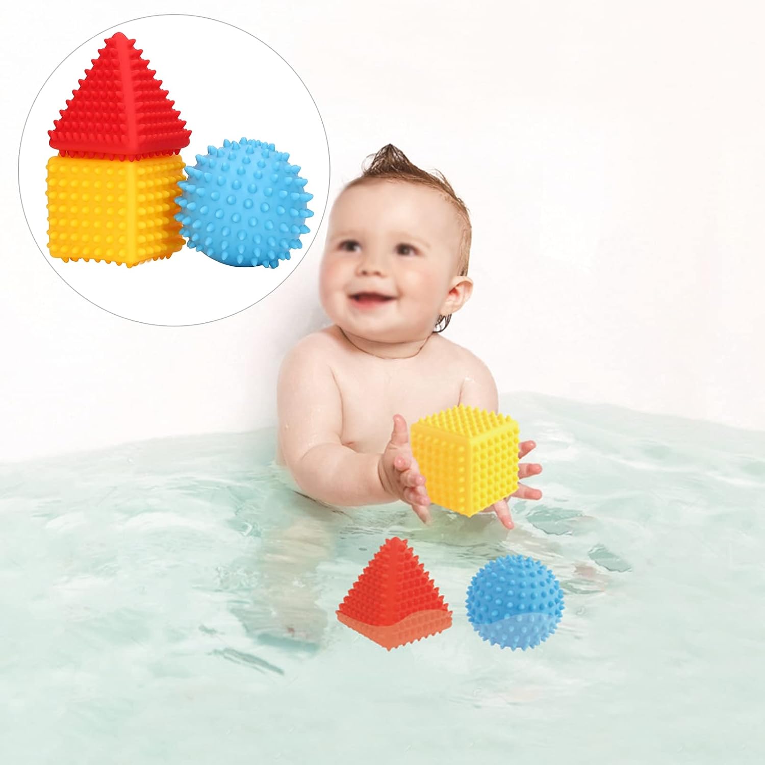 Skills Sensory 16×15×8 3pcs Sensory Round Triangular Developing Motor Skills Development Baby Set for 6 Months