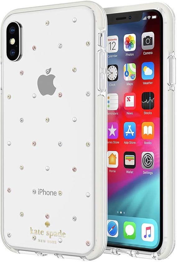 Amazon Com Kate Spade Defensive Hardshell Case For Iphone Xs And X Clear Pin Dot Gems