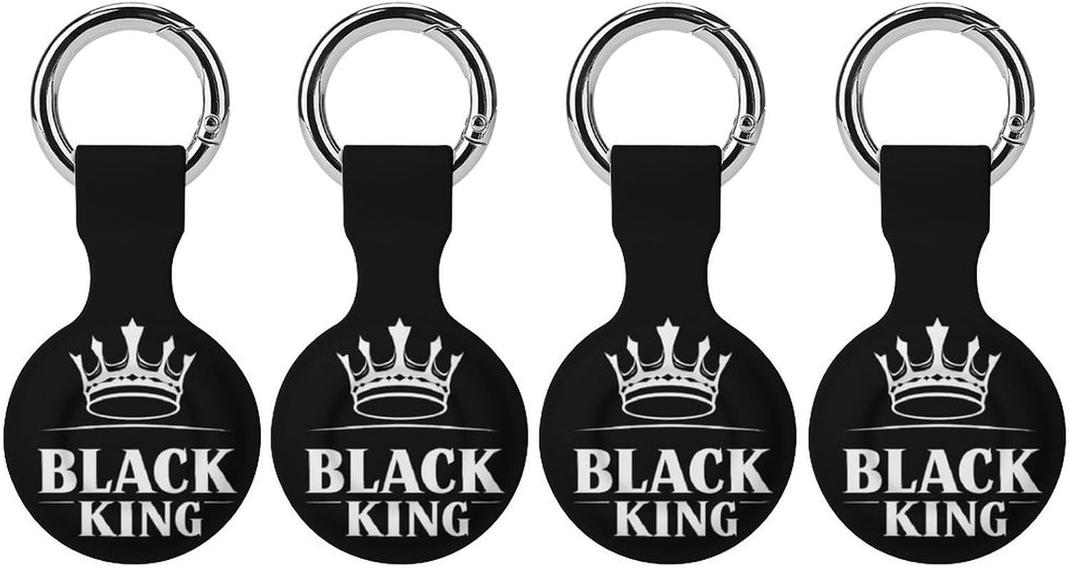 Black King Funny Cover Compatible with AirTag Case Protector GPS Tracker Holder with Keychain