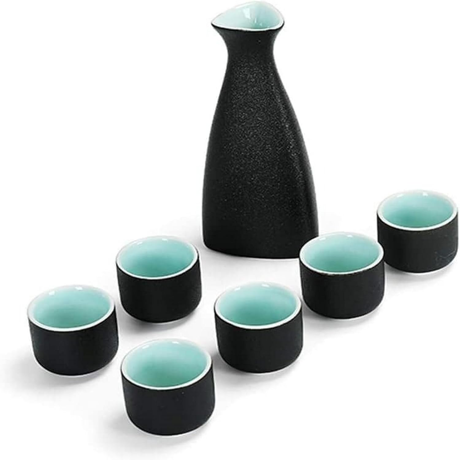 Japanese Sake Set 7-Piece Includes 1 Sake Bottle and 6 Sake Cups (A)