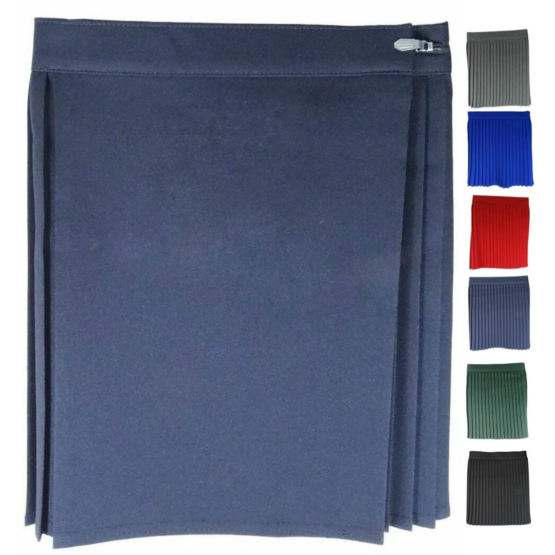 KARKARM New Women Girls Kids Short High Waist Pleated Skirt School Uniform Netball Gym Skater Tennis Knife Pleat A-Line Skirts Navy Blue
