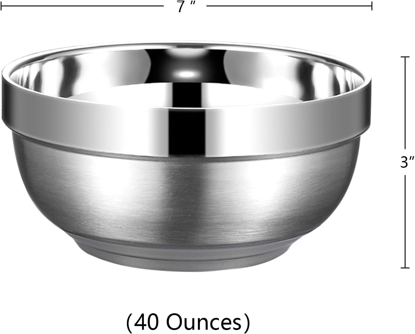 Yalin Set of 2 Heat Insulated Stainless Steel Bowls, SUS 304, Double Walled Multipurpose Metal Mixing Bowls, Perfect Snack Bowls for Serving Ice Cream or Hot Soup, Cereal, Noodles, Salad (40 oz)