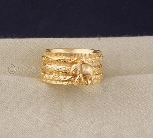 Miniatura 2 de Elephant Spinner Ring, Fidget Ring Women, Handmade Spinner Ring, 925 Silver Jewelry, Dainty Band Ring, Narrow Gold Rings, Spinner Band Ring, Unique