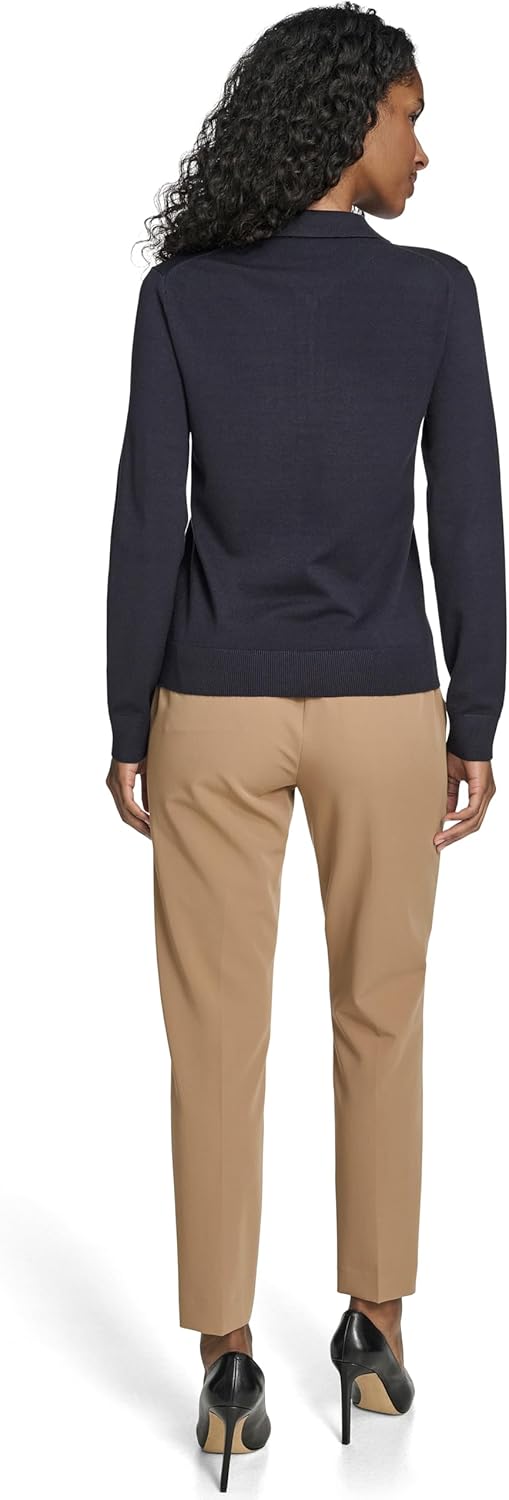 Tommy Hilfiger Women's Solid Long Sleeve Polo 1/4 Zip Sweater