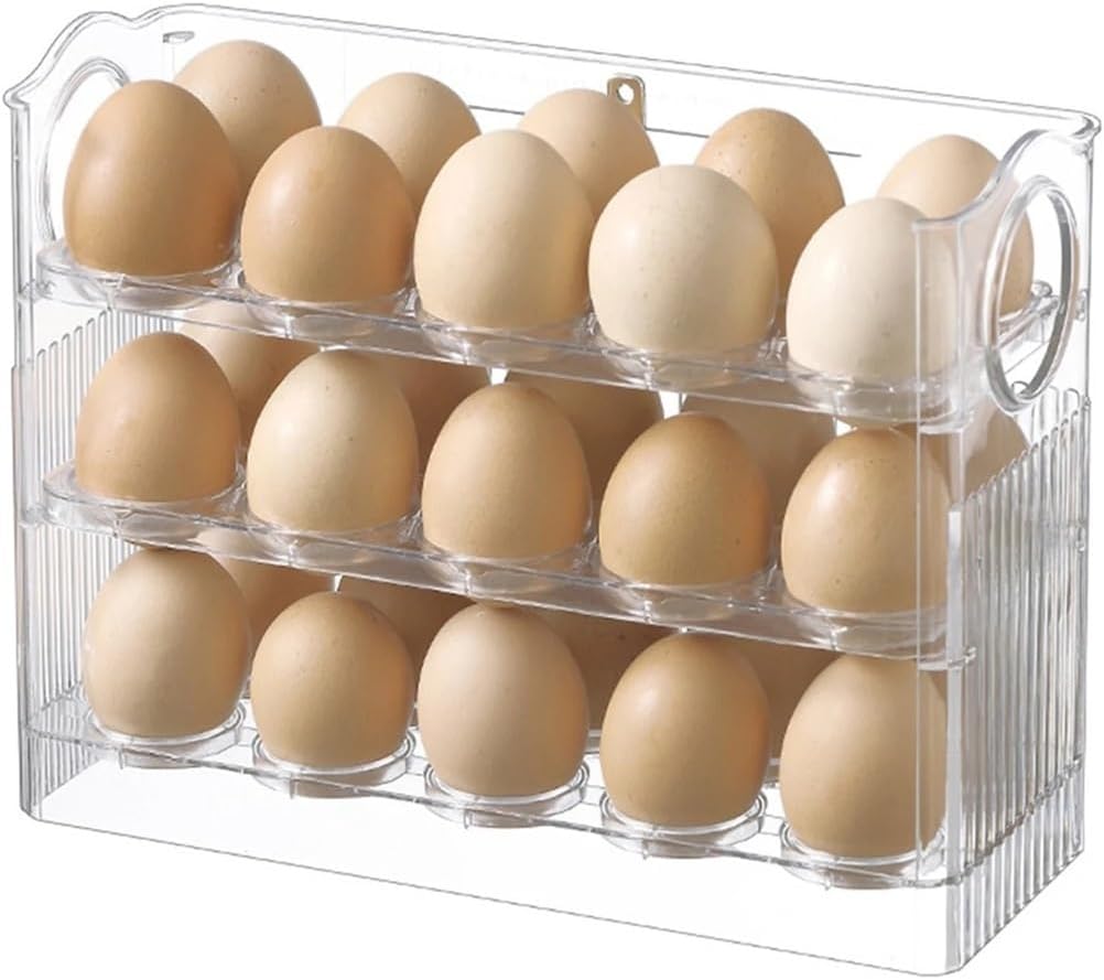 1Pcs High-capacity Multilayer Egg Storage Box Refrigerator Side Door Holder Save Space Kitchen Specific Tray(Transparent)