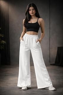 RED PIGEON "KEEP FLYING" Women High Waist Bell Bottom Track Pants | Girls Loose Fit Flared Lower | Gym Yoga Lounge Pants f... Price In India