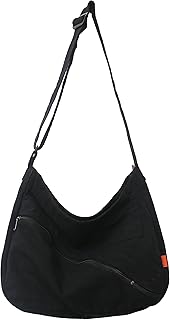 Canvas Hobo Crossbody Bag for Women, Casual Shoulder Bag, Tote Bag, Messenger Bag, Cross Body Bag for School and Work, Black