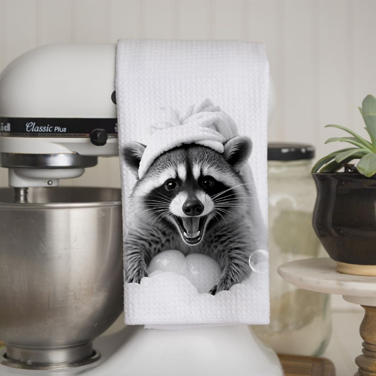KIDEAR Funny Raccoon Hand Towel for Bathroom,1 PCS Cute Raccoon Kitchen Towels for Kids Room Decorations Dish Towels,Cute Animal, Gifts for Women, Pet Owners Housewarming - C06 - Image 3