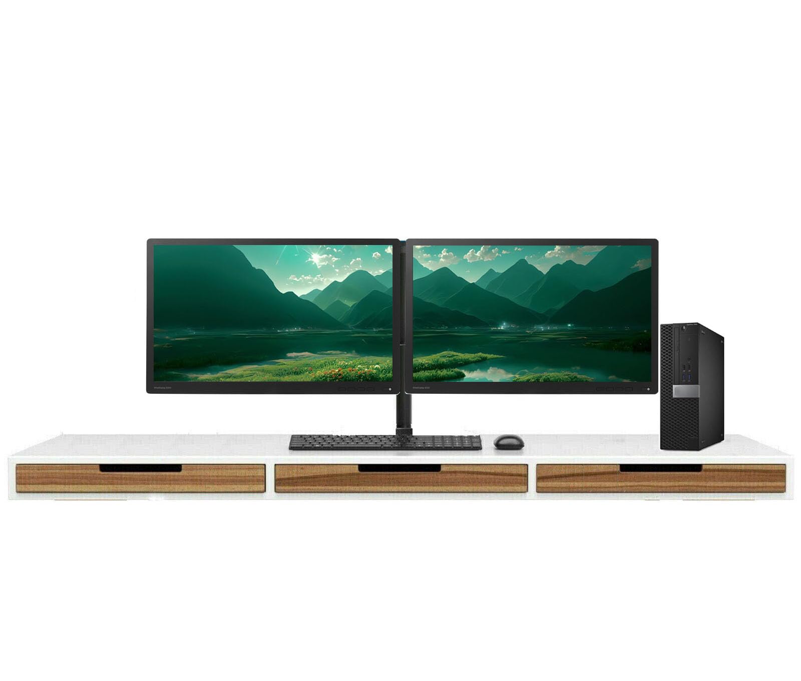 Dual Monitor Trading Setup - Optiplex 3040 SFF PC - Intel Core i5 6th Gen, 16GB DDR3 RAM, 1TB SSD Storage With 2 x 23" Matching HD 1080p Monitors, Dual Arm Stand, Wired Keyboard & Mouse Set (Renewed)