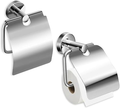 Stainless Steel Toilet Roll Holder with Cover - Dustproof, Water-Repellent, Cat Resistant & Screw Attachment for Bathroom