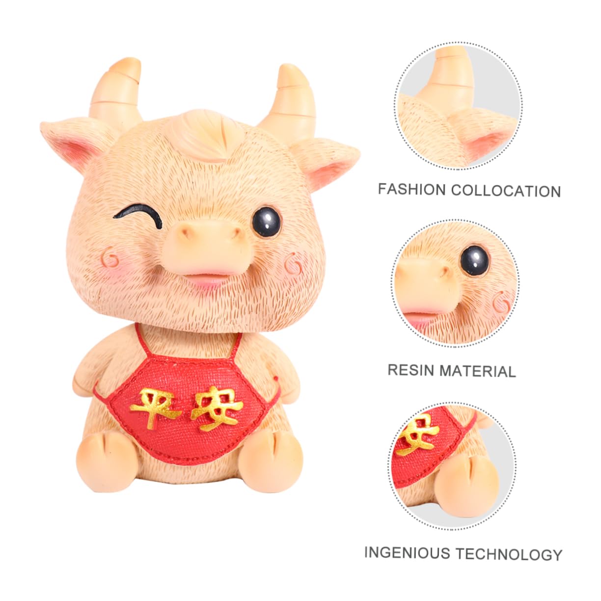 BESTonZON 3stücke Shaking Cow Ornament Niedliche Mini-Kuh Figur Für Auto Armaturenbrett Dekoration Resin Material Und Perfektes Für Und Autofans