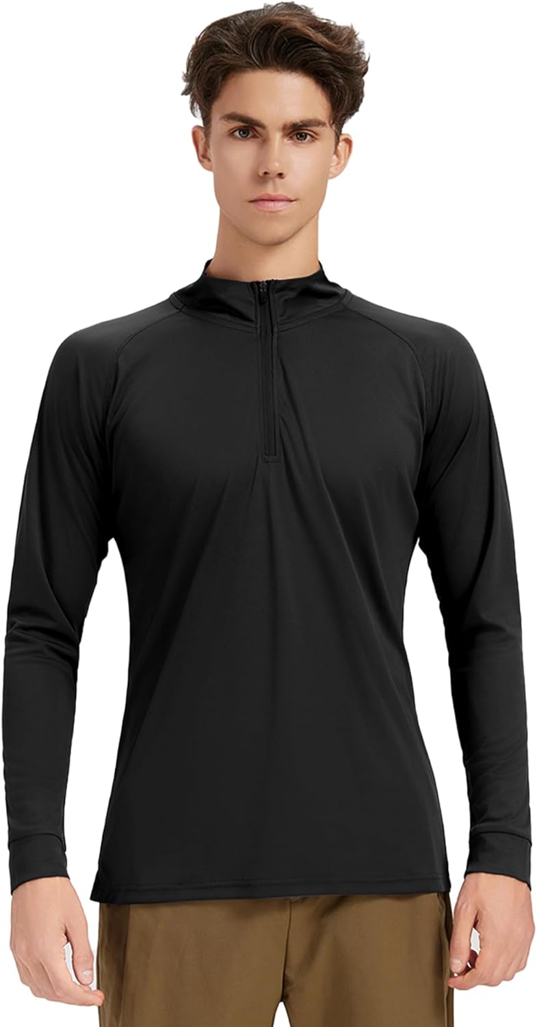 3Pack Men’s Quarter Zip Pullover Athletic Shirts Long Sleeve Sweatshirts Quick Dry Shirts Tops for Running Workout Golf Gym
