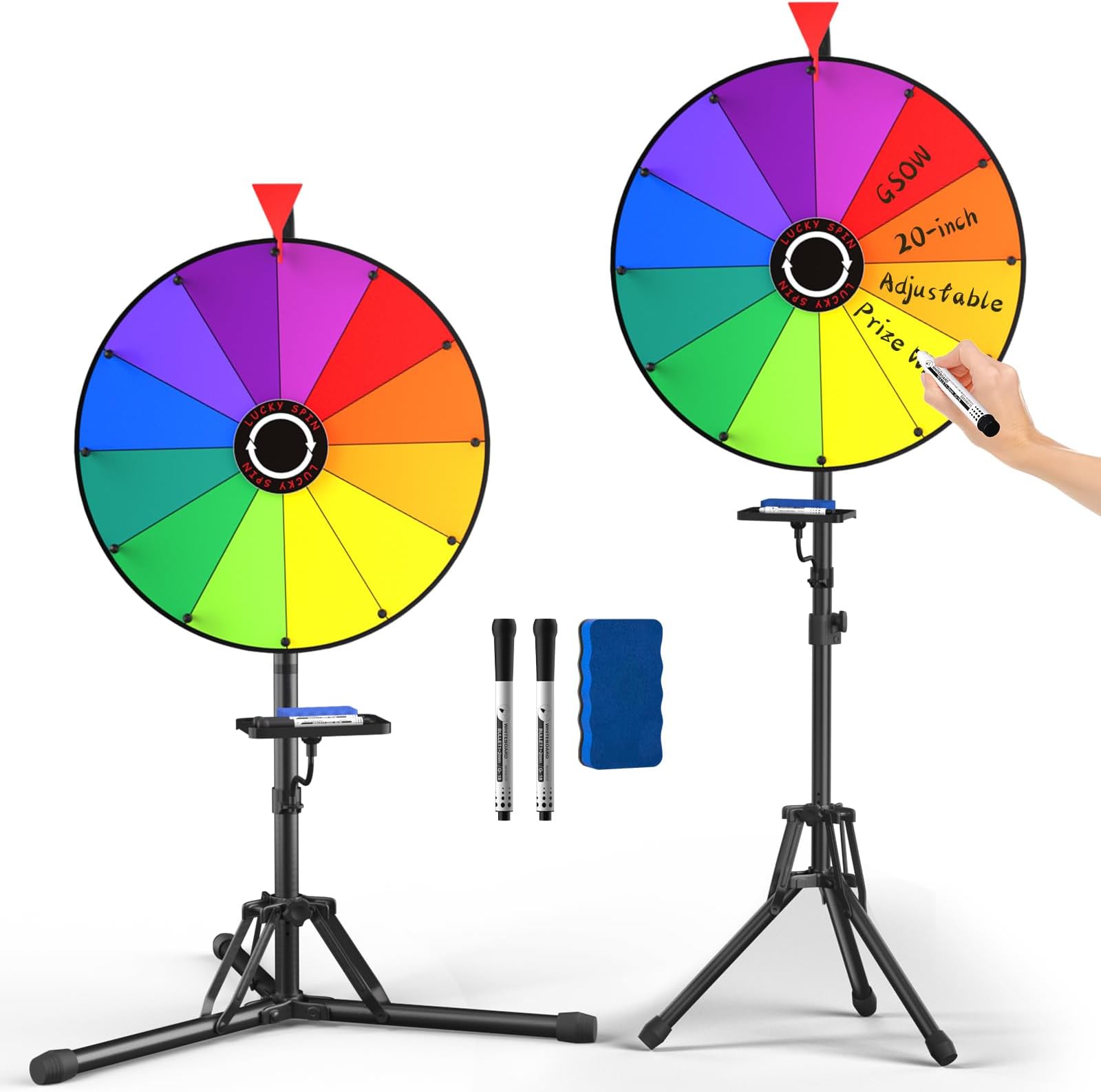 GSOW 20-Inch Spinning Prize Wheel, Spin Game Storable Wheel with Stand