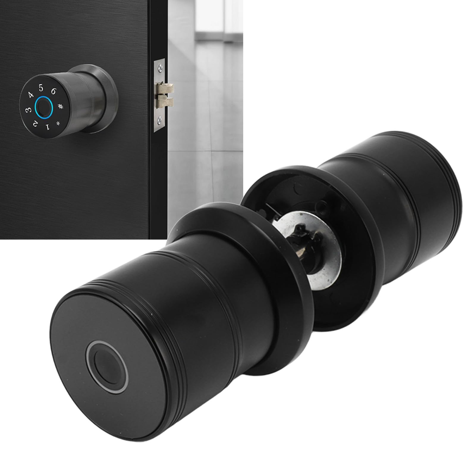 Door Smart Lock Semiconductor Maniglia per porta con impronta digitale nera per porte da ufficio spesse da 40 a 60 cm