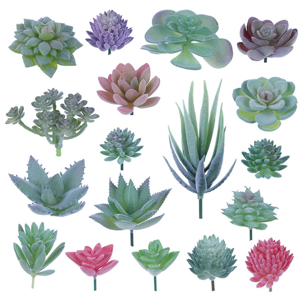 LUTAKU 18 Pack Artificial Succulent Plants Artificial Mini Fake Plant for Lotus Landscape Decorative Garden Arrangement Decor (18)
