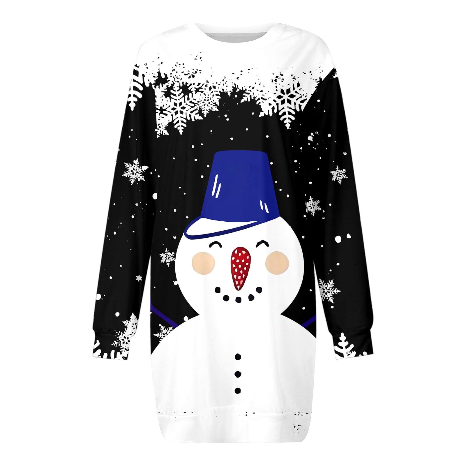 Generisch Robe confortable pour femme avec imprimé de Noël, sweat à capuche à manches longues et poches