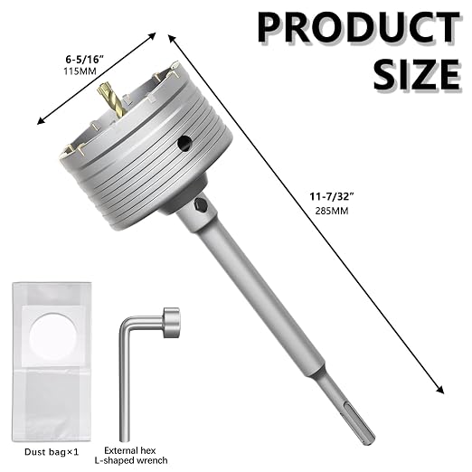 Broca para concreto 4-1/2" con núcleo de acero tungsteno SDS Plus miniatura 2