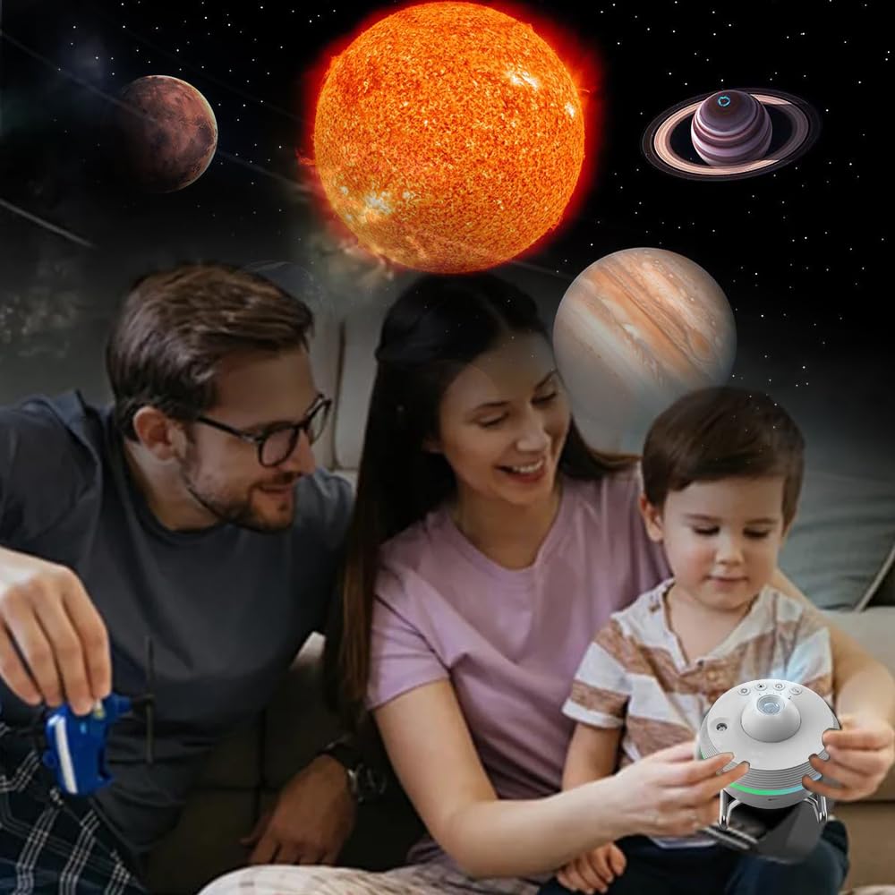 Sternenprojektor, Rusoso Galaxy Projektor, 13-in-1 Sternenplanetarium, Sternenhimmel-Nachtlicht, 360° Drehung, für Kinder Weihnachten und Halloween, Timing, Silent Design,