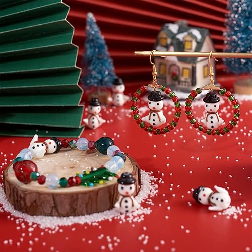 Vista 70 de Cheriswelry 46 cuentas de Navidad para árbol de Navidad, muñeco de nieve, guantes de hombre de jengibre, medias de cuentas surtidas, manualidades