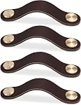 4 Pack Leather Drawer Pulls Green Cabinet Handles 6.3 inch Dresser Knobs Cabinet Door Handle, Faux Leather Pulls for Dresser, Closet, Kitchen Cupboard (6.3in Hole Center, Green)