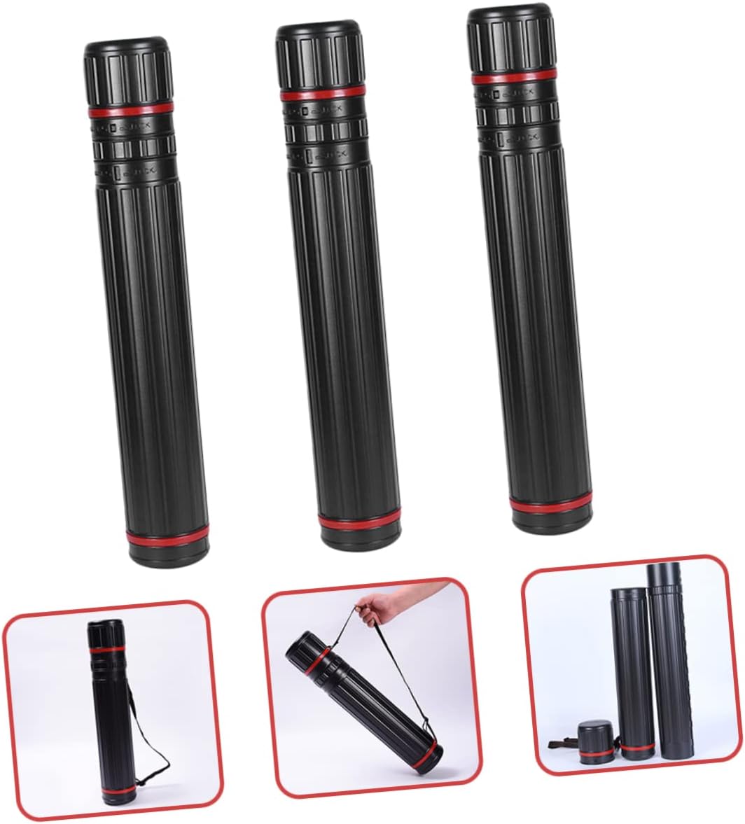 3pcs Portable Telescopic Painting Tube Art Storage Tube Adjustable Shoulder Strap for Drawing Storage