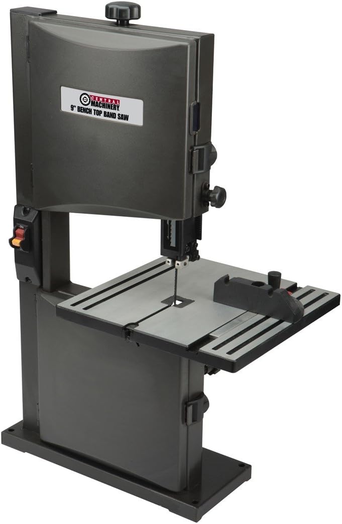 2.5 Amp 9 Inch Bench Top Band Saw with Heavy Duty Cast Aluminum Table, Miter Gauge and Blade