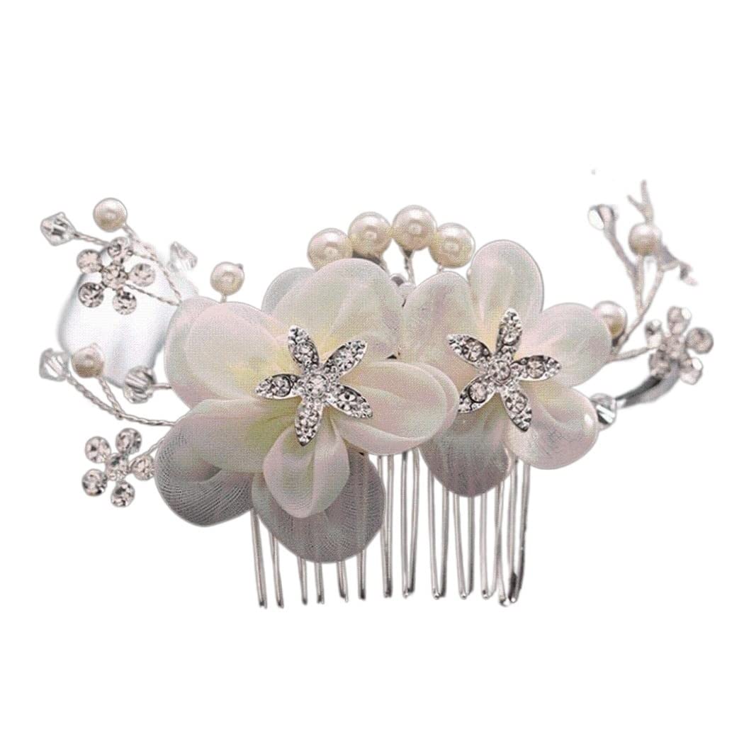 Grzebienie Boczne Grzebień do Włosów Wesele Boczny grzebień do włosów Bridal Hair Clip Grzebień Rhinestone Silk Flower Clip Headpiece na akcesoria ślubne