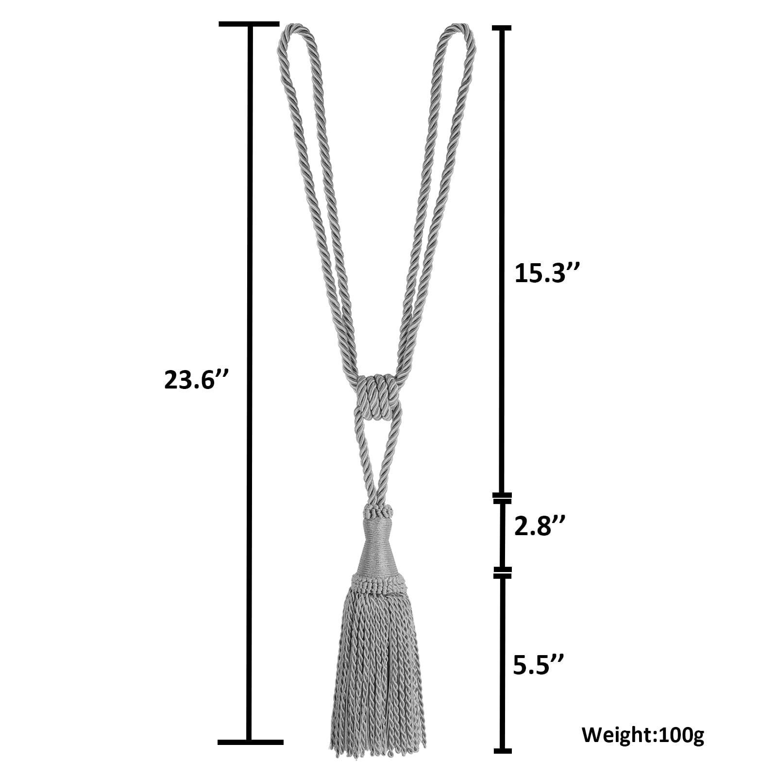 Fixations pour Rideaux, Embrasses de Rideaux avec Glands 23,6 Pouces