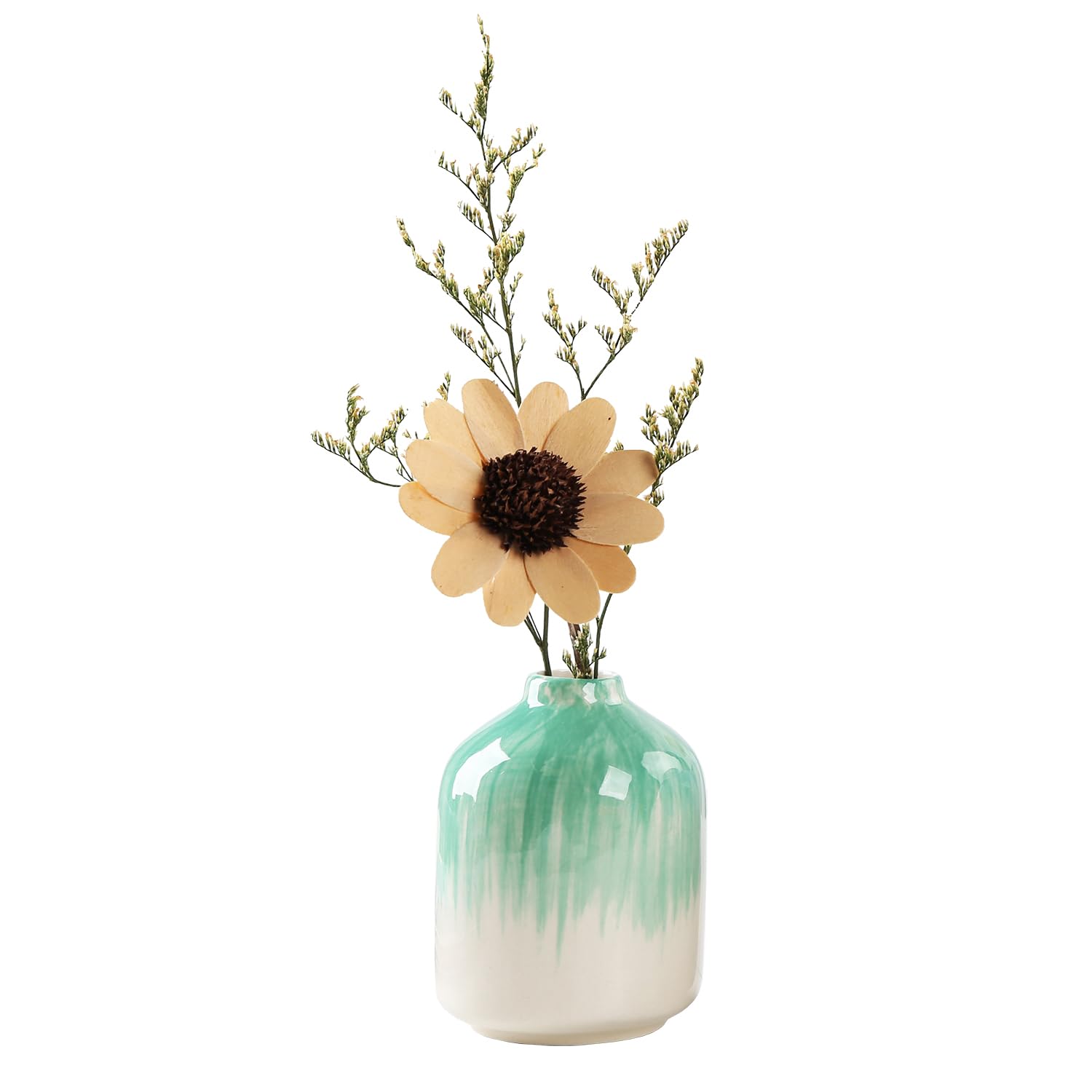 Ceramic Vase for Home Decor,Ceramic Vase, Dried Flower Vase, Living Room Decoration, Flower Arrangement Decoration Shooting Props,The Best Gift (Glaze Green)