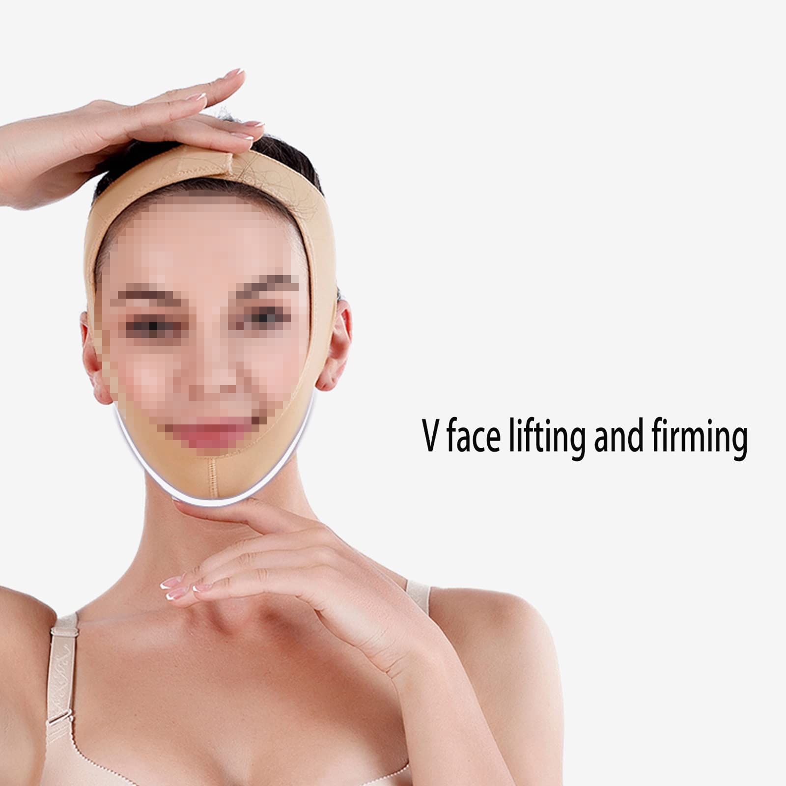 DZQUY Correa Reductora De Mentón Doble para Adelgazar La Cara Cinturón Elevación Línea En V Cinturón Reafirmante para El Cuello Estiramiento Facial para Mujeres,Flesh,M