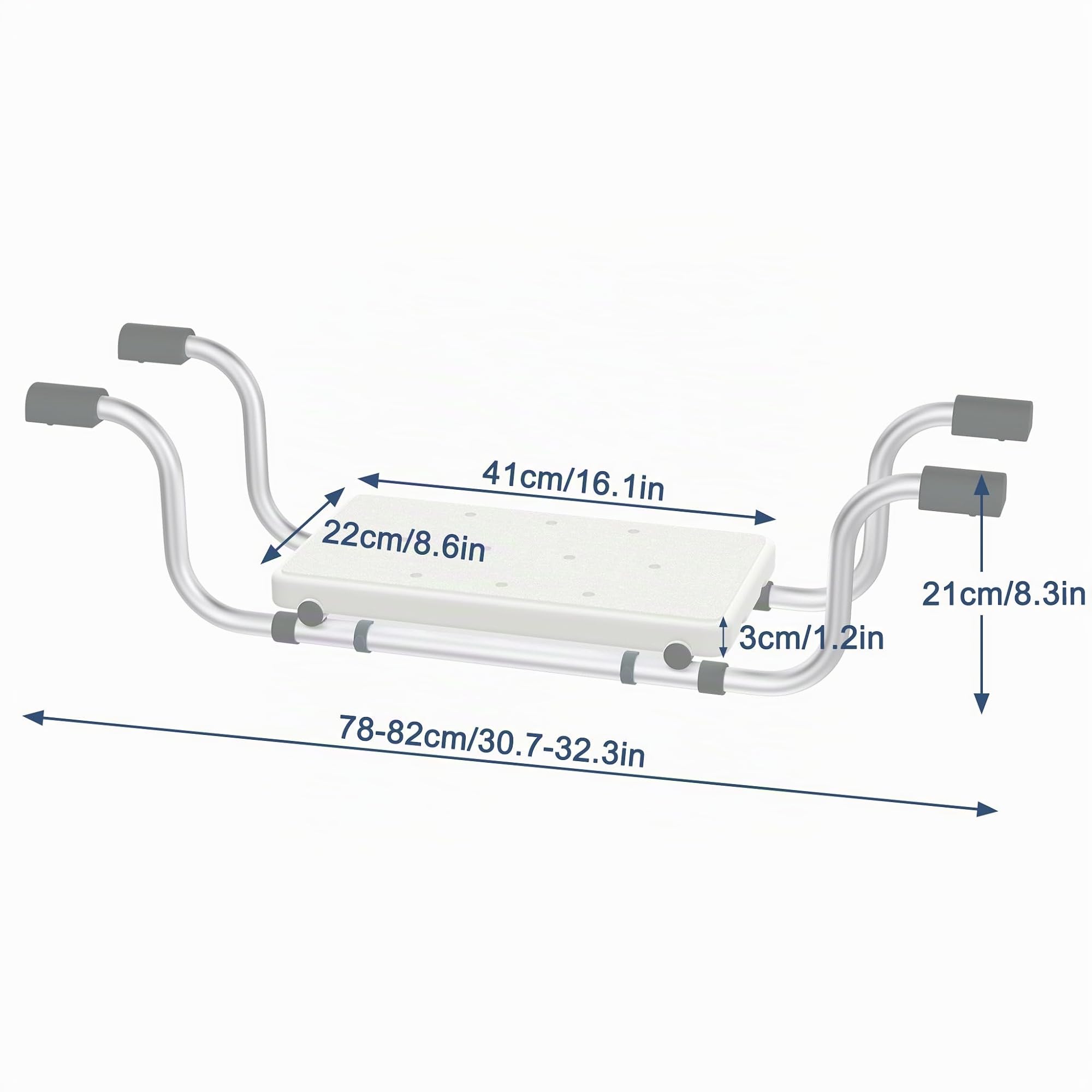 LZQ Planche de bain en aluminium pour personnes âgées, extensible de 72 à 82 cm, capacité de charge de 150 kg, siège de bain générique, antidérapant, avec poignée fixe, pour personnes âgées, femmes