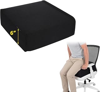 Geelin Easy Rise Booster Cushion for Seniors - 16x16x6 Inch Linen Seat Pillow with Strap for Elderly, Wheelchair, Office Chair