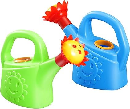 2pcs Watering Can Toys Sun Flower Cartoon Watering Kettles Toy Garden Watering Can Plastic Wateri...