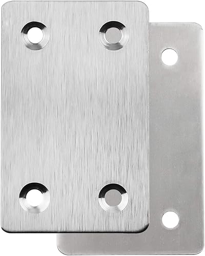 Miniatura 2 de Paquete de 20 soportes rectos de metal plano de 0.06 pulgadas de grosor, placas rectas planas de metal de fijación de esquina, 2.4 x 1.5 pulgadas