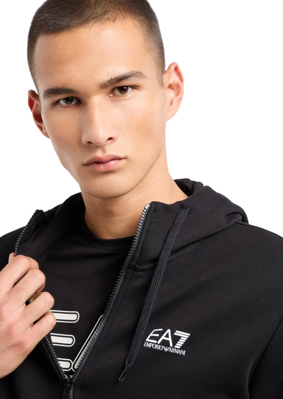 EA7 TUTA UOMO NERO FELPA GIACCA ZIP CAPPUCCIO PANTALONI EMPORIO ARMANI 7 EA SPORT 4XL NERO