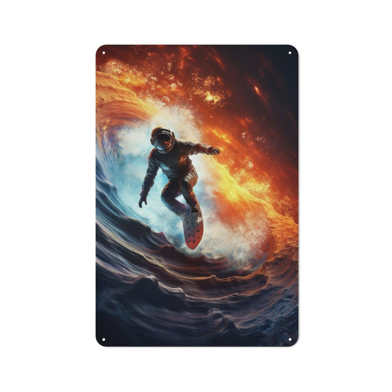 Junmoney Space Surfer Tin Sign 30X20cm With For Home Bar Wall, Retro Decor, Suited To Home Bar Decor Fans