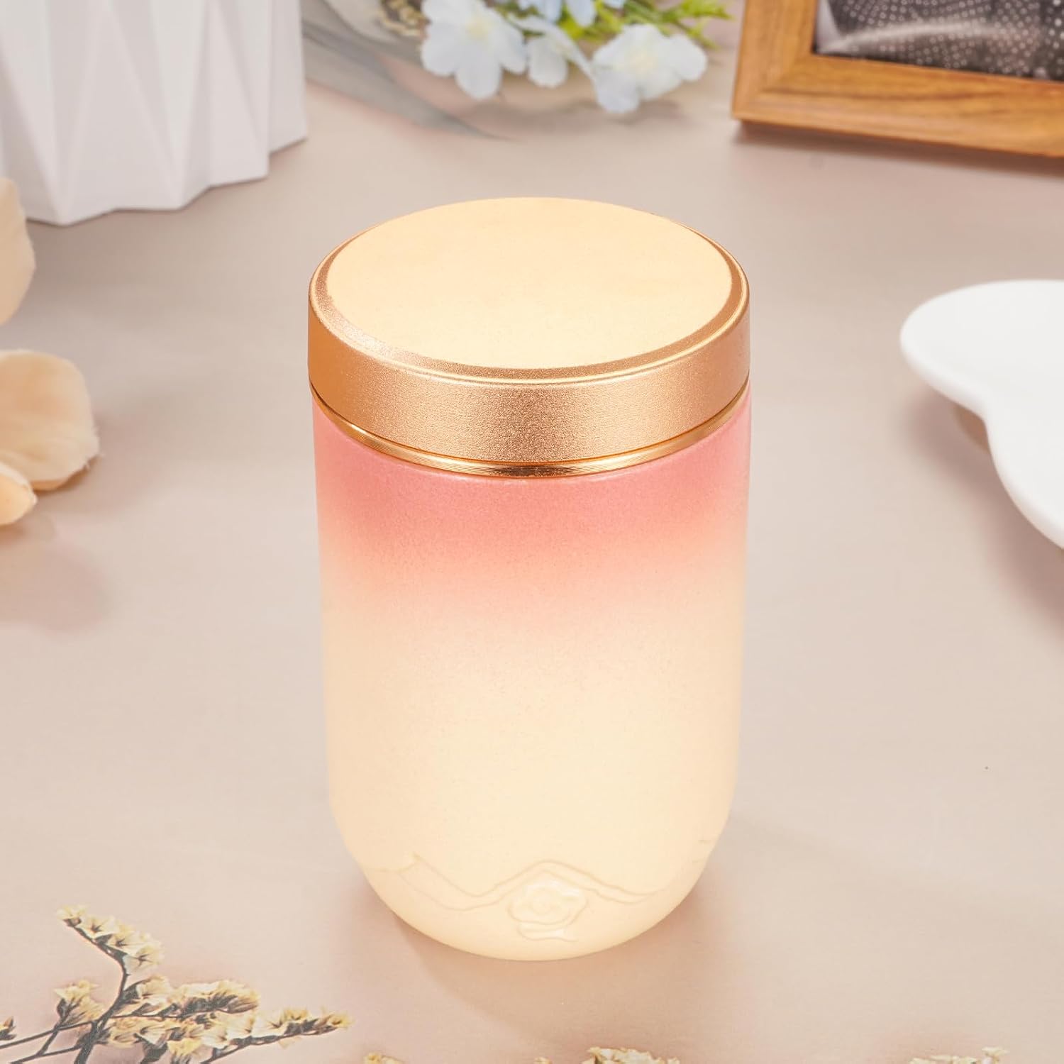 SOITIS Small Urns for Human Ashes Keepsake - 3.15 Inches Ceramic Mini Urn for Ashes Keepsake, Cremation Urns Funeral Holder, Memorial Decorative Urn for Male Female - Pink Ceramic Urn