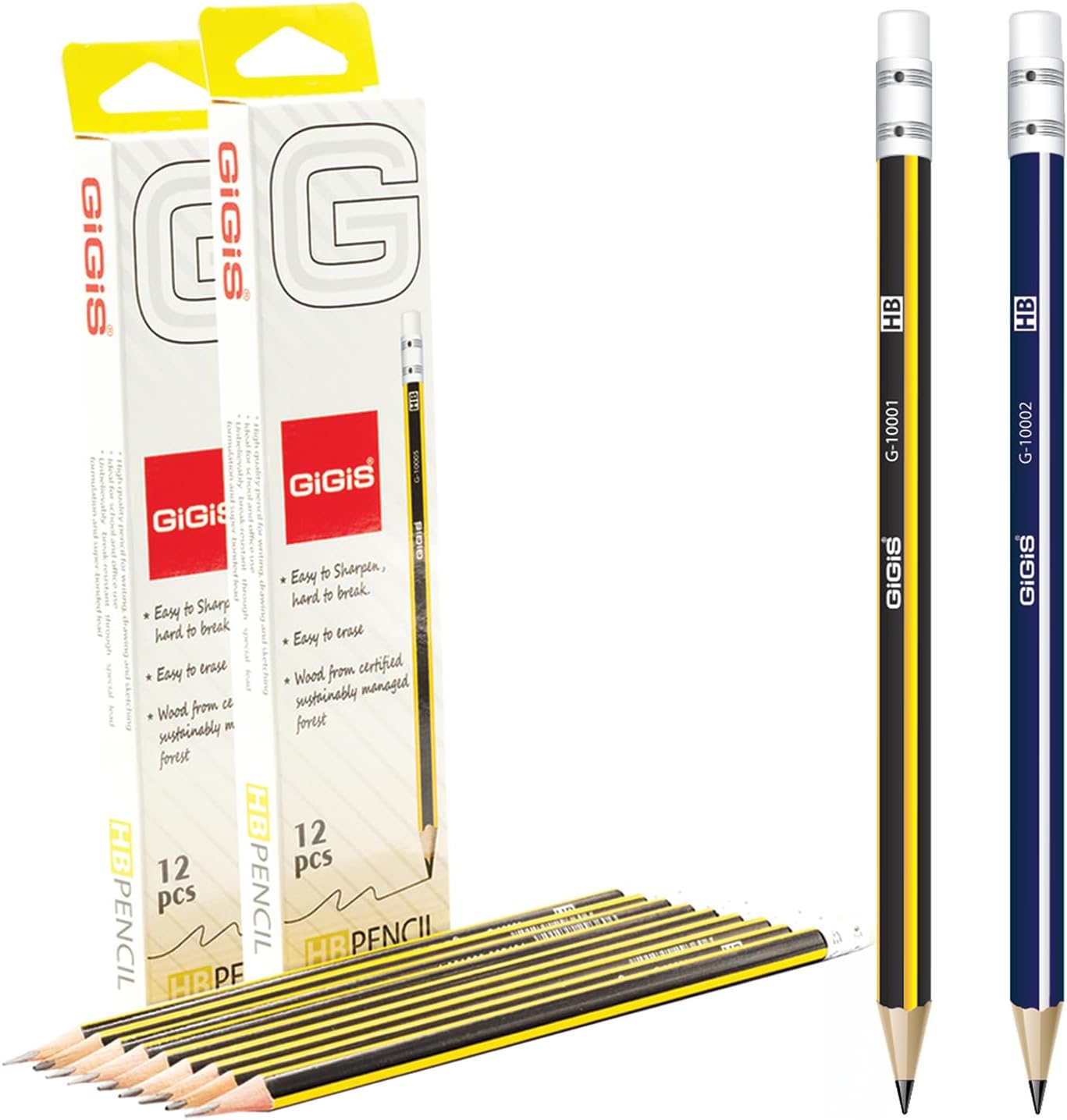 GiGiS G-10005 HB Triangular Pencil 12-Piece Set
