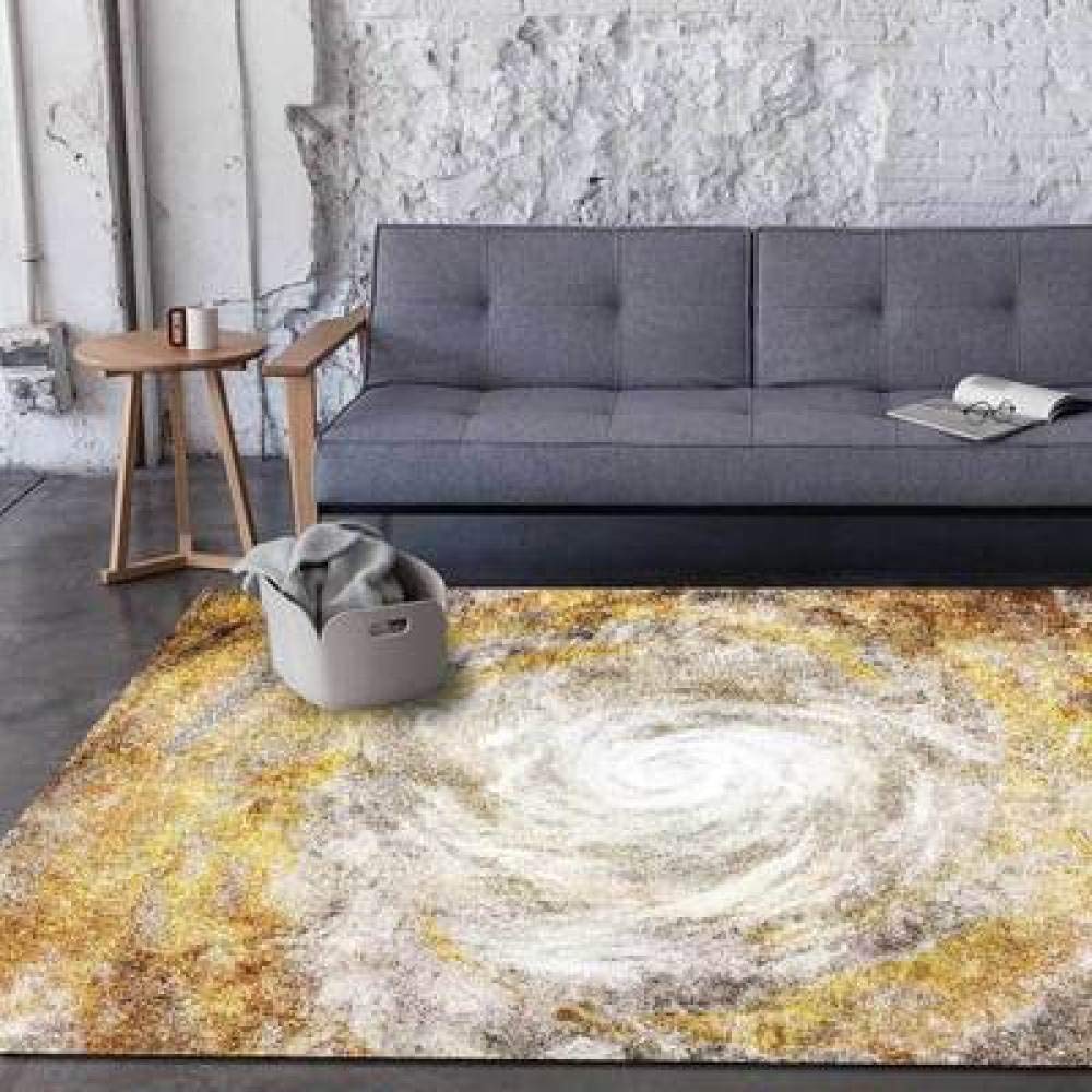 Tapis gris doré vortex abstrait 160x200cm au design artistique raffiné