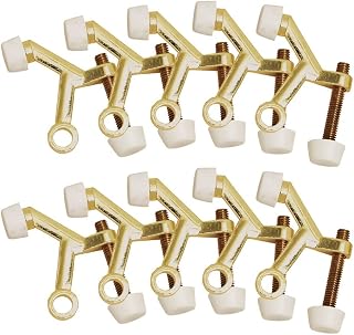 Design House Heavy Duty Hinge Pin Door Stops, Polished Brass Zinc Alloy, 10-Pack - Protect Walls from Slamming Damage