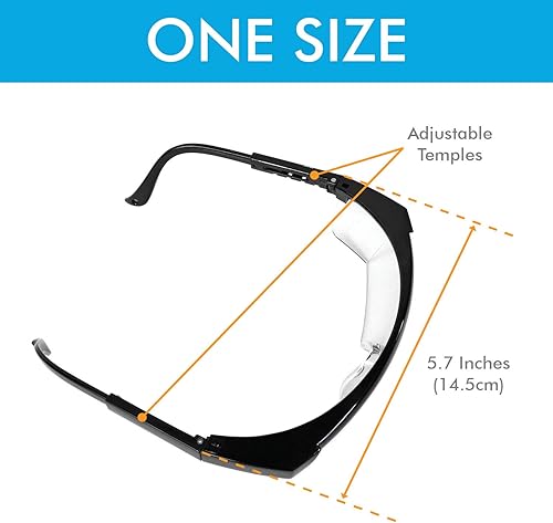 Miniatura 9 de Millennial Essentials Gafas de seguridad protectoras ajustables con lente envolvente transparente, antivaho y resistentes a los arañazos (1, azul)