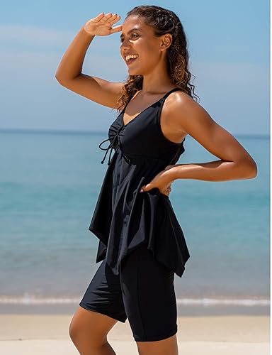 Miniatura 4 de Firpearl Trajes de baño tankini para mujeres, modestos y fluidos, espalda cruzada, talla plus, top de traje de baño