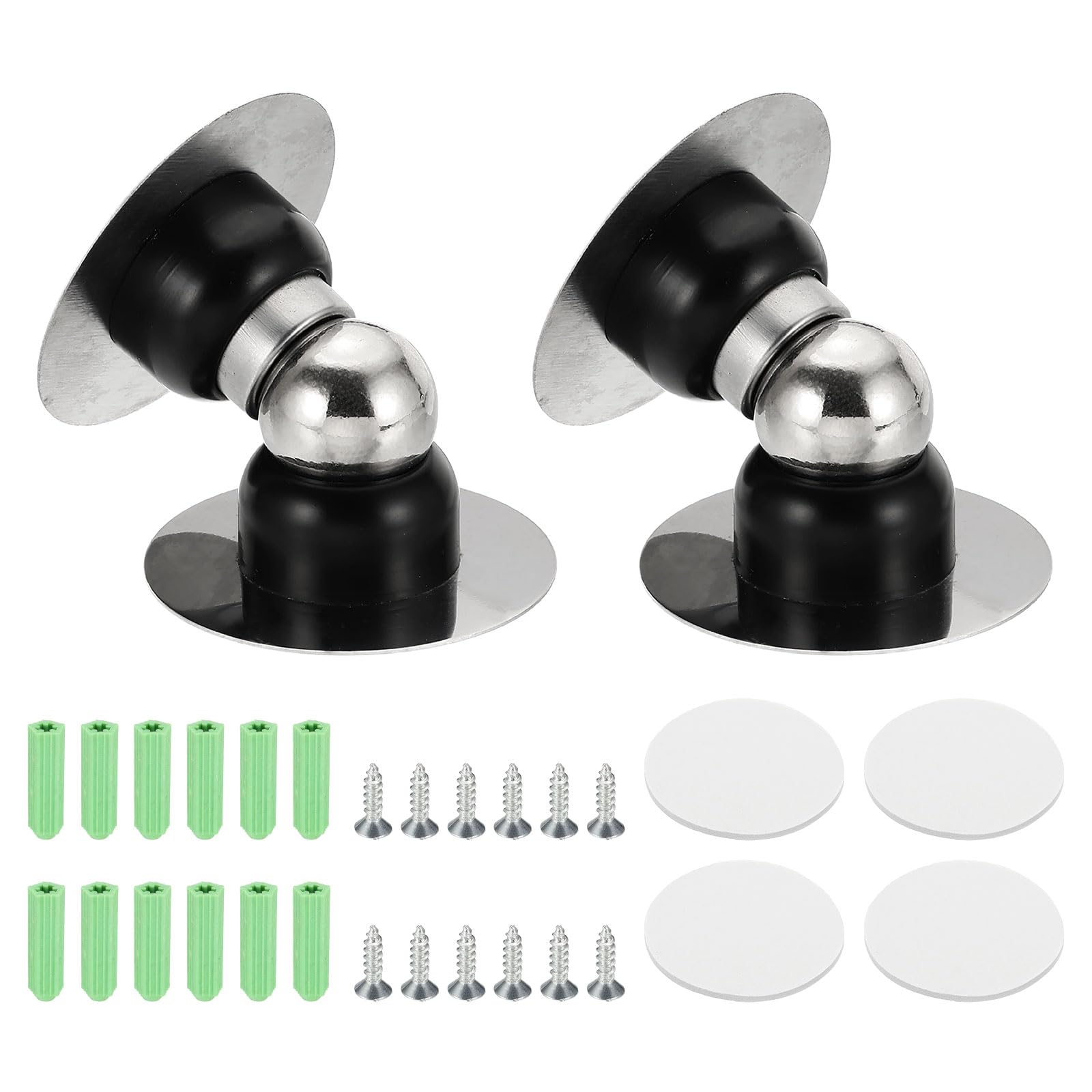 Butée de porte magnétique en acier inoxydable noir de 5,3 cm pour chambre et bureau (Lot de 2)
